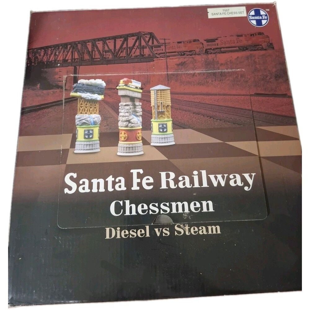 Santa Fe Railway Chessmen Pieces Set Diesel Vs Steam New In Box 7507 Sealed